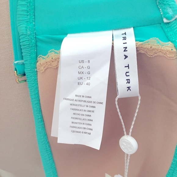 NWT TRINA TURK Cabana Teal Bikini Top SZ 8 - Picture 9 of 11